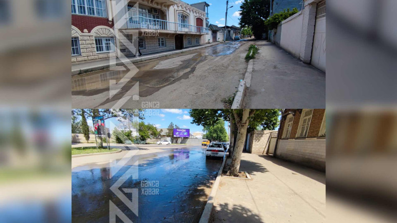 Şəfi bəy Rüstəmbəyli küçəsində yeraltı su xətti partlayıb