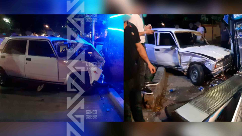 Qəza nəticəsində avtomobil iaşə obyektinə çarpılıb