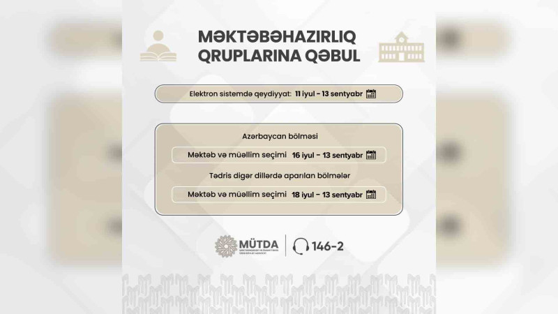 Məktəbəhazırlıq qruplarına qəbul başlayır