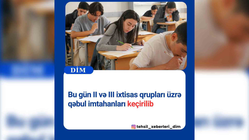 Məzunlar imtahan veriblər