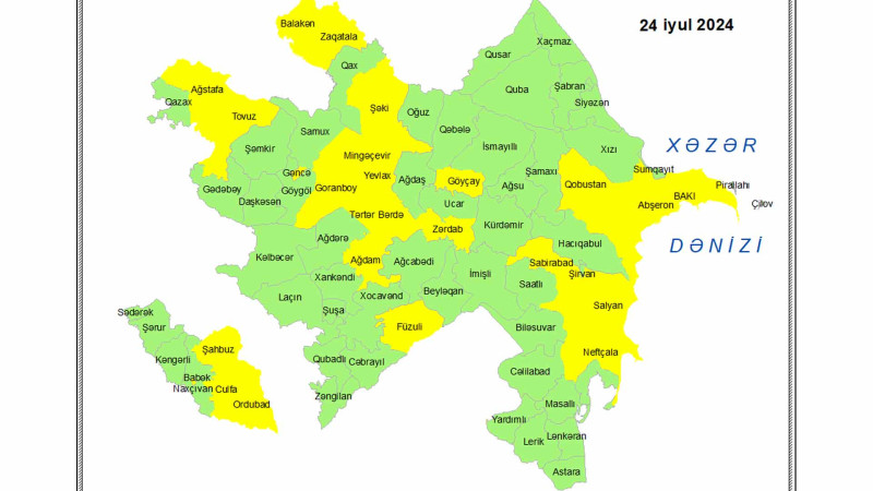 Küləklə bağlı sarı xəbərdarlıq olunub