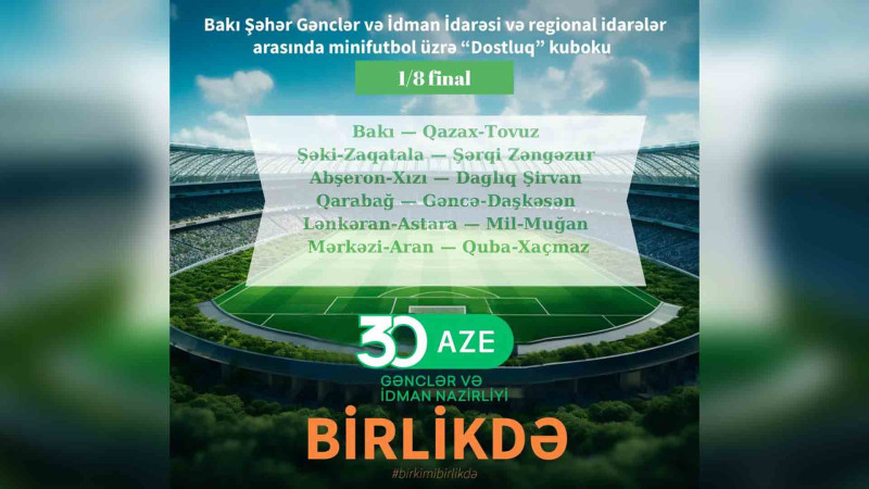 Minifutbol üzrə “Dostluq”kubokunun 1/8 finalı olacaq