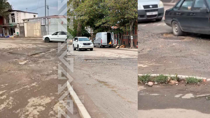 Kəsişmələrin birində yolda çöküntülər yaranıb