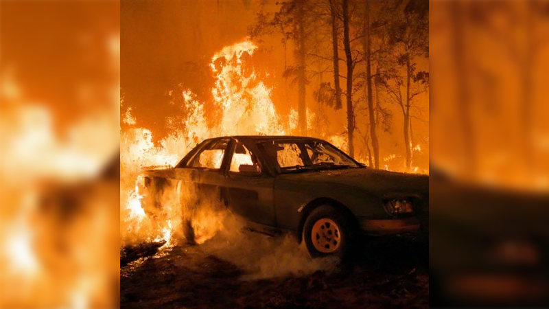 Maşın və ətrafındakı ağaclar yanıb