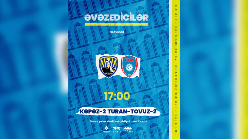 “Kəpəz-2” ehtiyat meydançasında Turan Tovuz-2ni qəbul edəcək