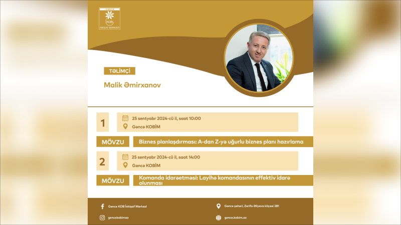 Gəncə KOB İnkişaf Mərkəzi iki mövzuda təlim keçirəcək