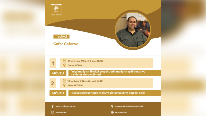 Peşəkar ekspert iki mövzuda təlim keçirəcək