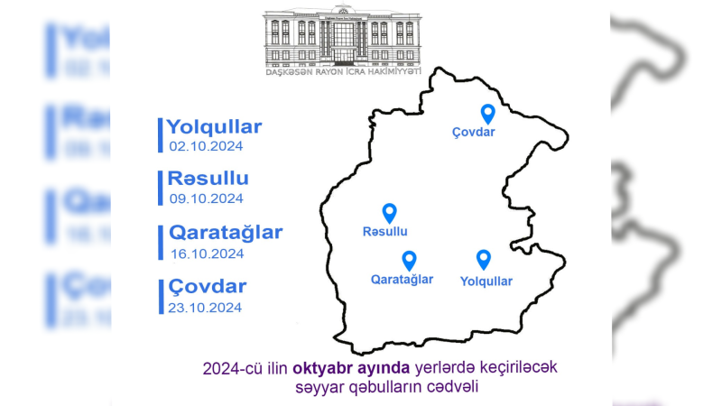 Daşkəsəndə səyyar qəbulların siyahısı açıqlanıb