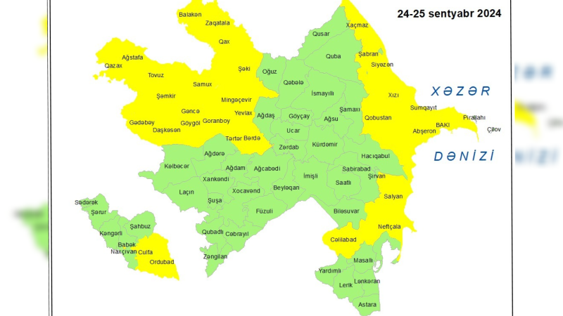Güclü küləklə əlaqədar növbəti sarı xəbərdarlıq