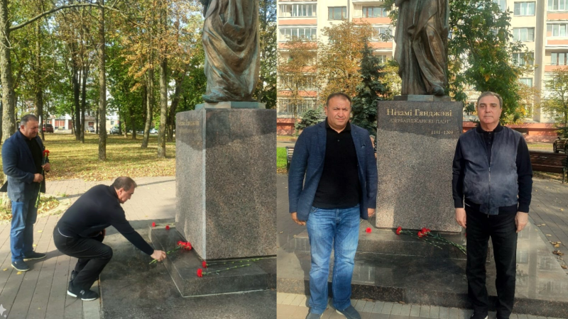 Niyazi Bayramov Minskdə Nizami Gəncəvinin abidəsinə baş çəkib
