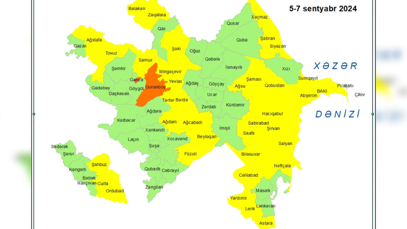 Güclü küləklə bağlı sarı və narıncı xəbərdarlıq edildi