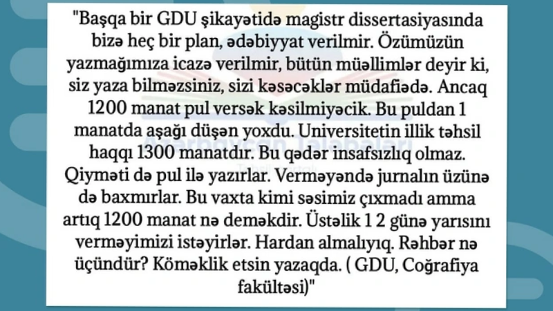 Universitetdə magistr dissertasiyaları ilə bağlı ŞOK İDDİA - Rektorluqdan reaksiya