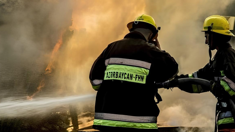 Gəncədə yanğın: evin təxminən yarısı yanıb