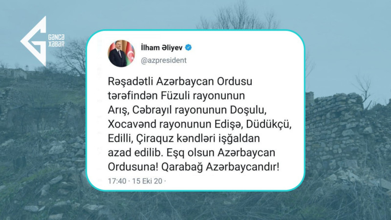 15 oktyabr 2020: Vətən Müharibəsinin 19-cu günü