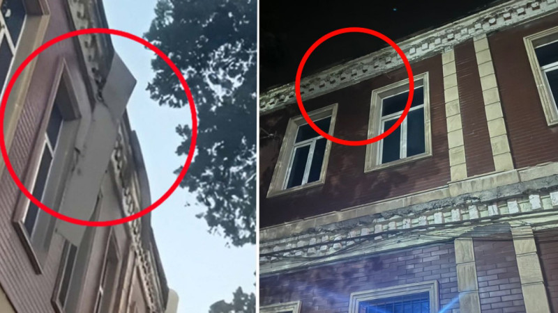 Gəncədə piyadalara təhlükə yaradan dəmir parçası götürülüb