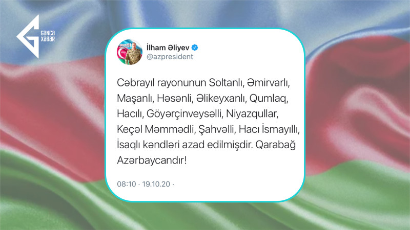 19 oktyabr 2020: Vətən Müharibəsinin 23-cü günü