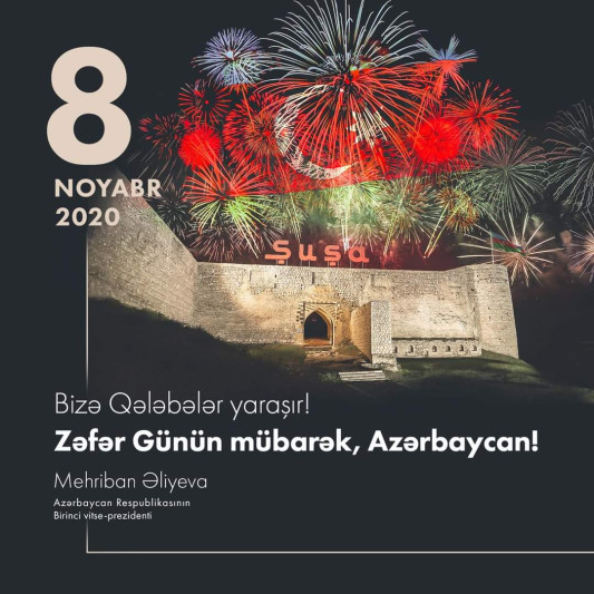 Mehriban Əliyeva Zəfər günü ilə əlaqədar paylaşım edib
