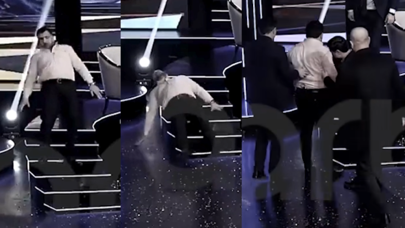 Qazaxlı müğənni efirdə yıxıldı - VİDEO