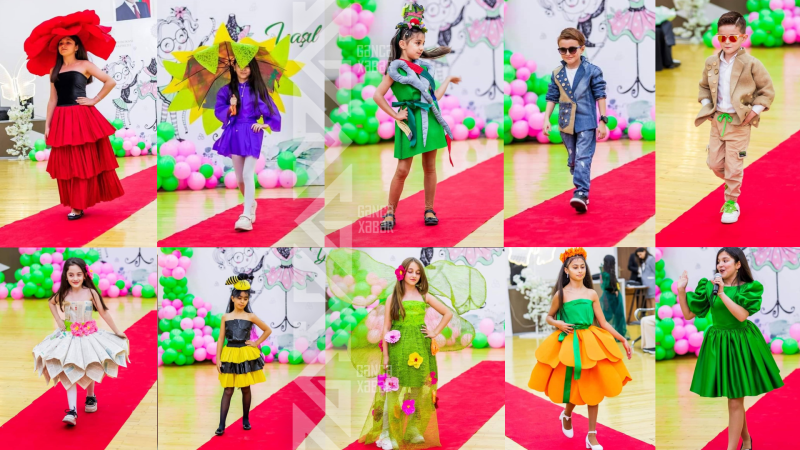 Məktəblilərimiz tullantı materiallardan hazırlanmış geyimlərlə qırmızı xalıya çıxıblar