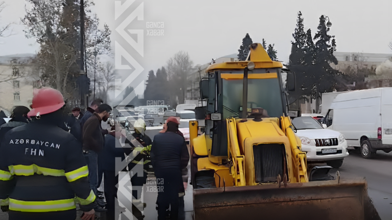 Gəncədə dövlət qurumuna məxsus texnika yandı - VİDEO