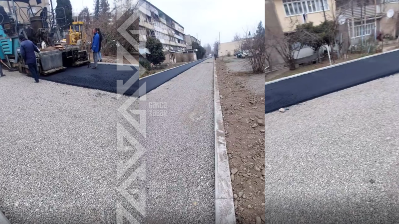Gəncənin bu küçəsində yeni asfalt salınır