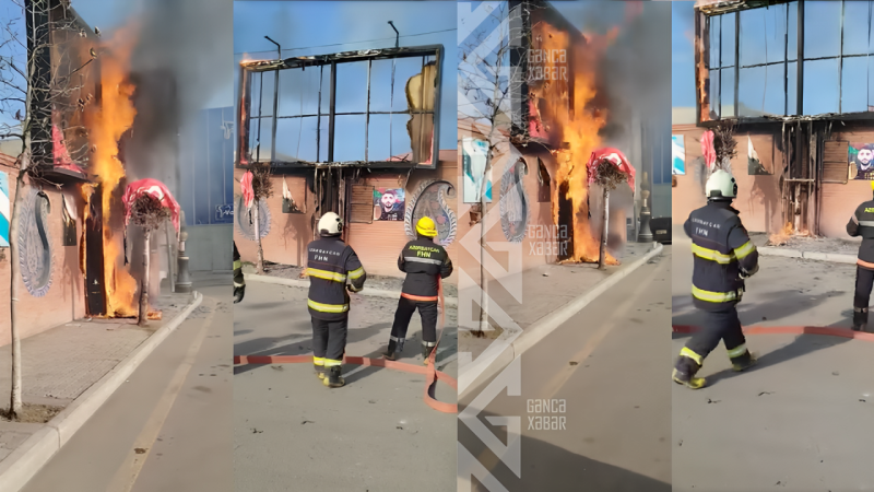 Gəncənin mərkəzində reklam lövhəsi alışıb