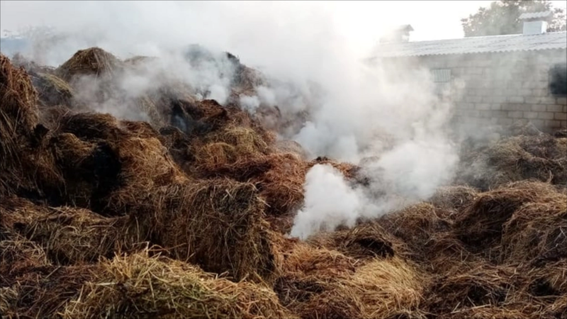 Goranboyda vətəndaşa ziyan dəydi - 300 ədəd ot bağlaması yandı