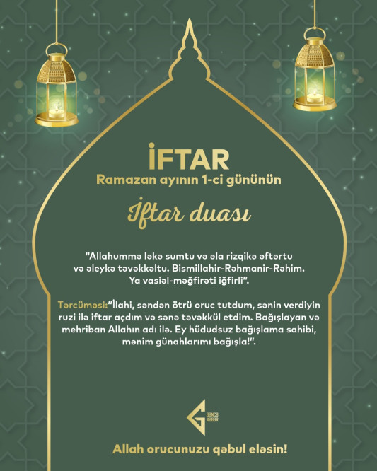 Ramazan ayının ilk gününün imsak, iftar və namaz vaxtları - FOTO