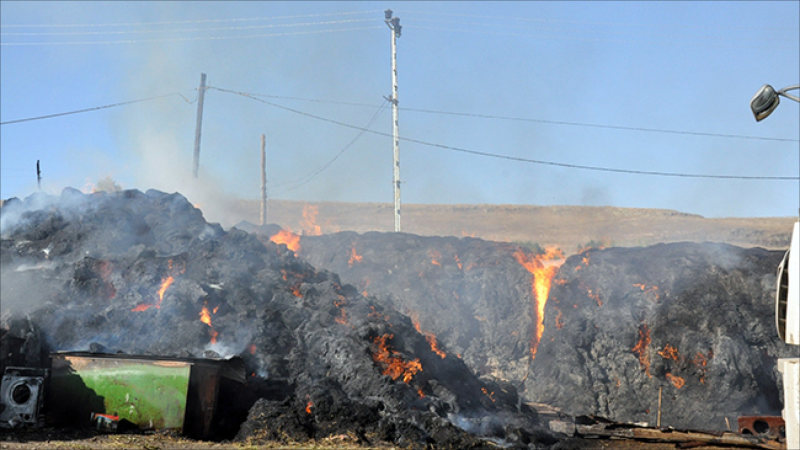 Goranboyda 80 ton ot bağlaması yanıb