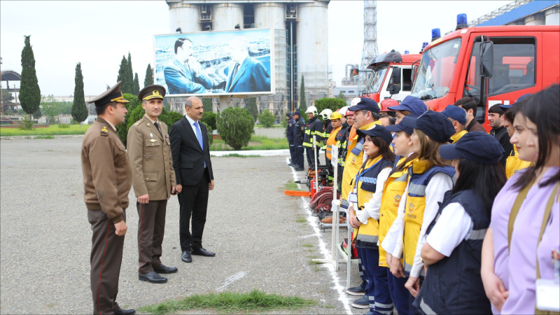 Gəncədə mülki müdafiə qüvvələri ilə məşq keçirilib - FOTO