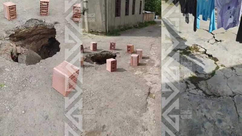 Gəncədə yol çökdü - VİDEO