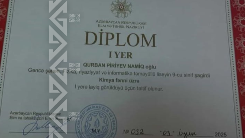 Gəncəli məktəbli kimya üzrə Respublika birincisi oldu - FOTO