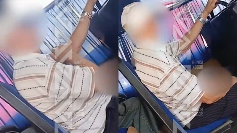 Gəncədə avtobusda yaşlı kişidən ƏXLAQSIZLIQ - VİDEO
