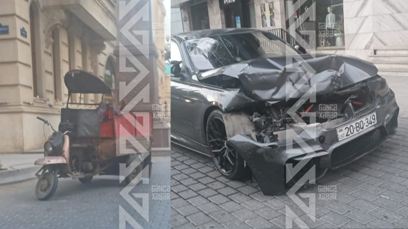 Gəncədə BMW yük motosikletinə çırpıldı, 3 nəfər xəsarət aldı