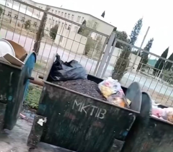 Gəncədə məktəbin qarşısında antisanitariya hökm sürür