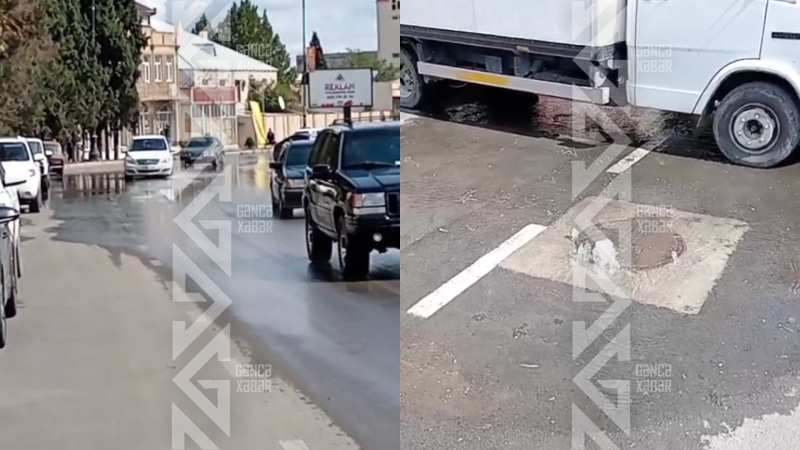 Gəncədə çirkab fontan vurur