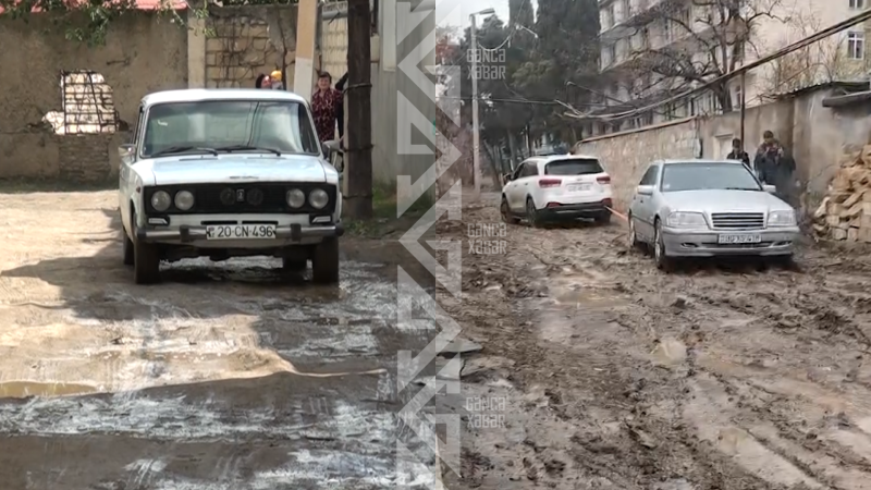 Gəncənin Cavad Rəfibəyli küçəsində olan asfaltı dağıtdılar