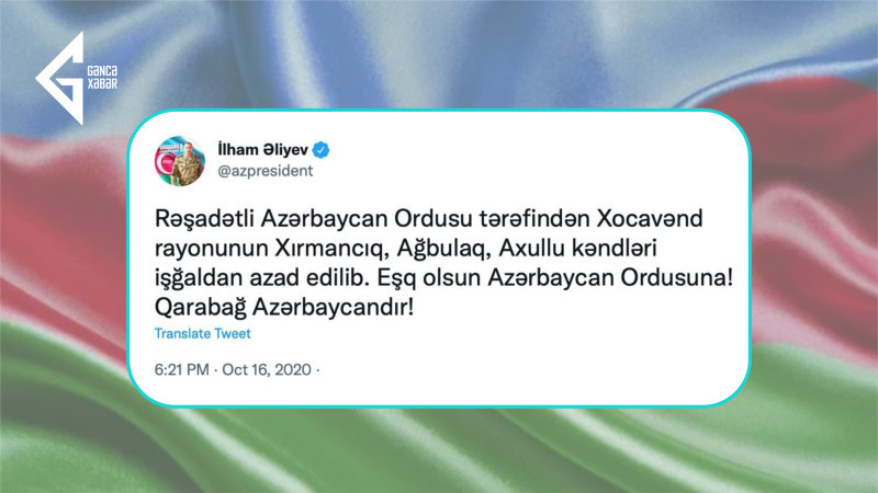16 oktyabr 2020: Vətən müharibəsinin 20-ci günü