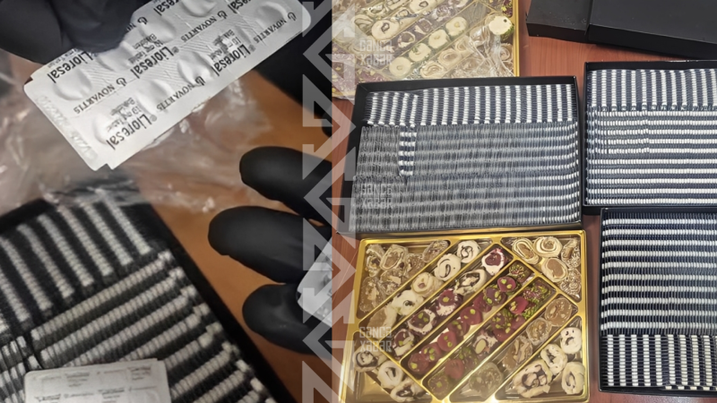 Gəncə aeroportunda şirniyyat qutularından görün nələr çıxdı