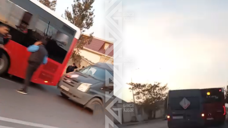 Gəncədə Ford Transit BakuBus avtobusuna ÇIRPILIB