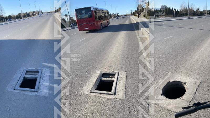 Gəncədə açıq lüklər təhlükə yaradır