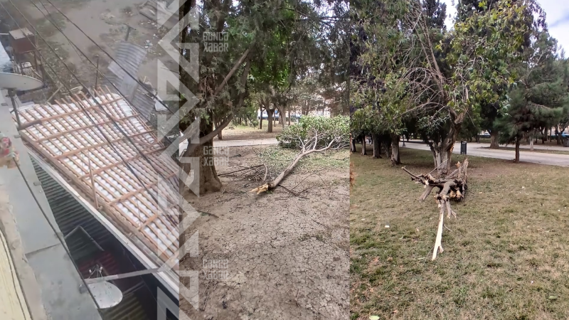 Gəncədə binaların damı uçub – DAĞIDICI KÜLƏK