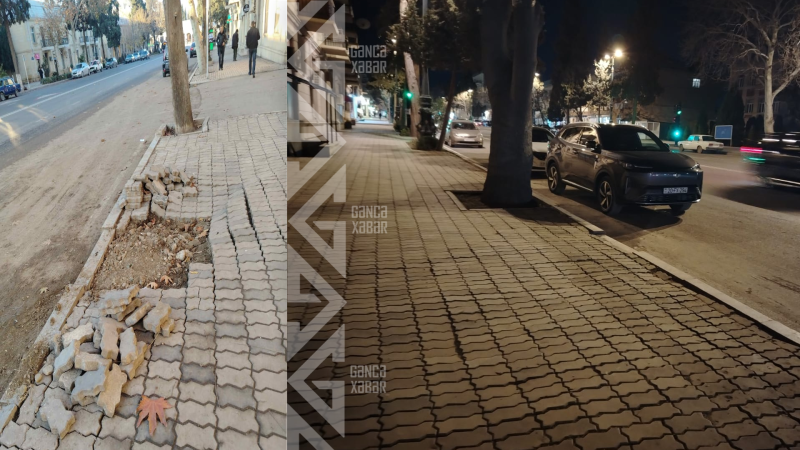 Gəncədə piyada səkisi bərpa edildi