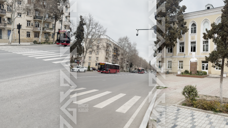 Gəncədə məktəb qarşısında TƏHLÜKƏ