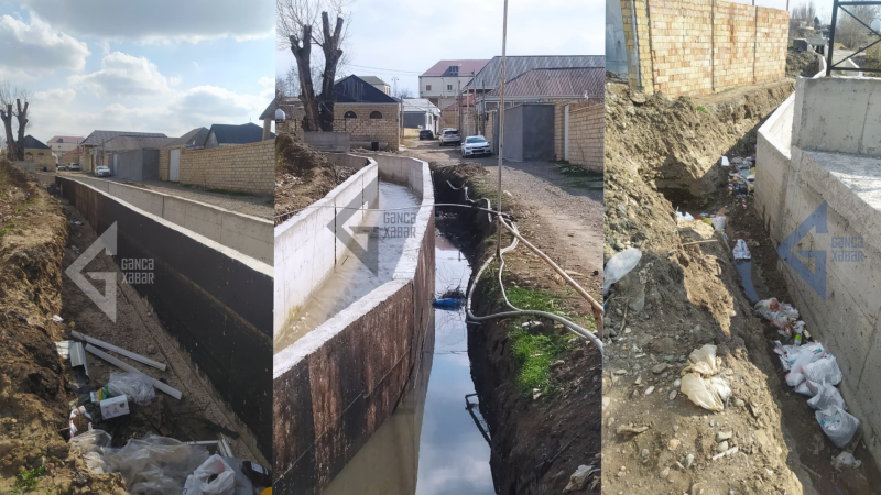 Gəncədə kanalizasiya xətti çəkilən ərazi üfunət içində qaldı