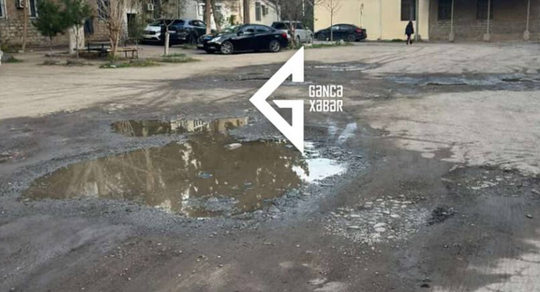 Gəncədə binaların qarşısındakı gölməçələr - ŞİKAYƏT