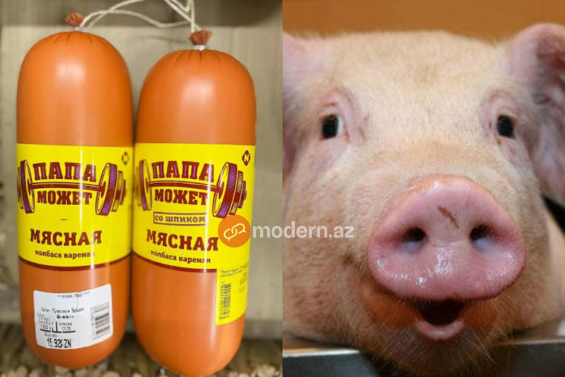 Azərbaycanda satılan Halal markalı donuz kolbasası