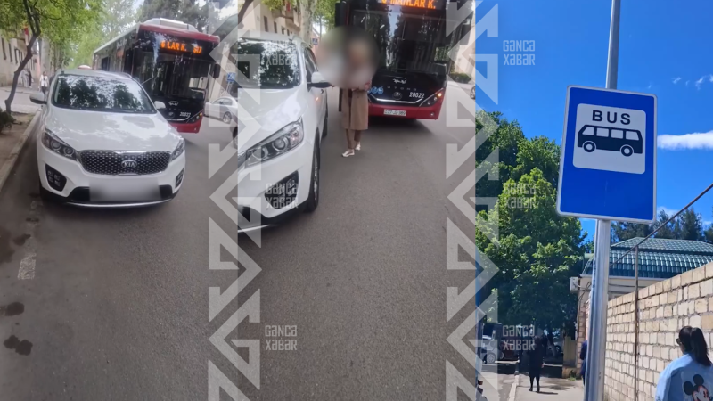 Gəncədə BakuBus dayanacaqları MAŞINLARIN əlində qalıb