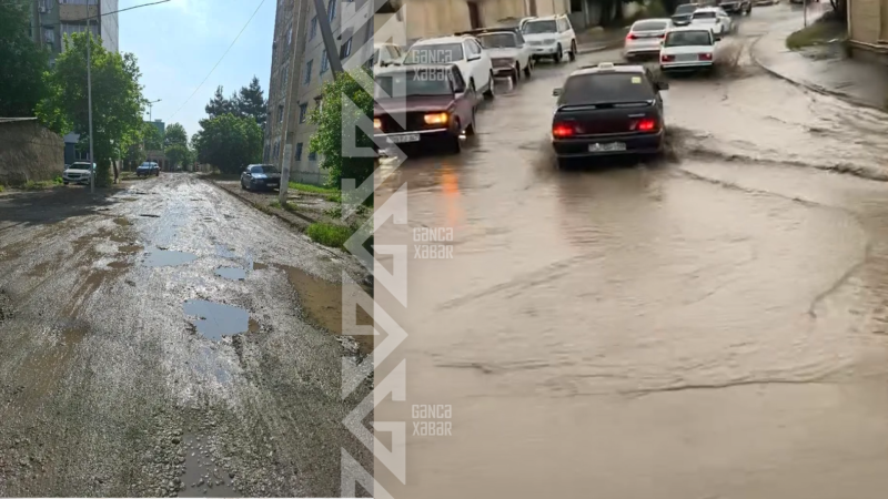 Yağış Gəncədəki problemləri ÜZƏ ÇIXARDI