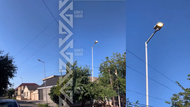 Gəncədə maraqlı görüntülər: Küçə işıqları gündüz yanır, gecə söndürülür